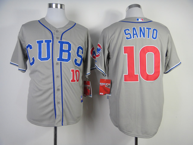 Men Chicago Cubs 10 Santo Grey CUBS MLB Jerseys
